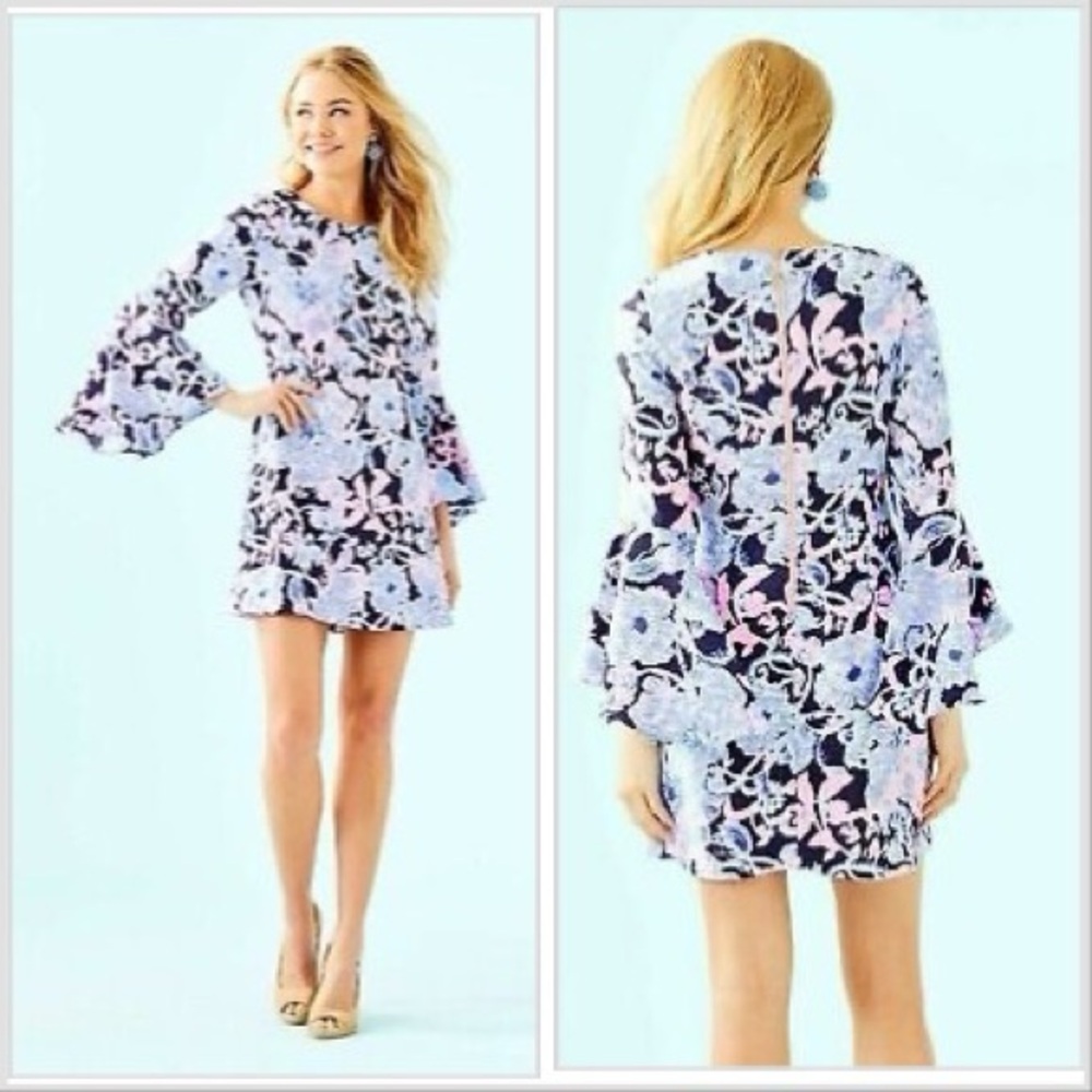 NEW Lilly Pulitzer Kayla Blue and Pink Floral Dress - Picture 3 of 13